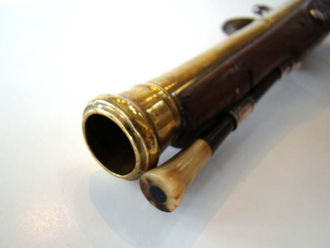 A Revolutionary War period silver mounted brass barreled flintlock Naval officer's pistol — image 5